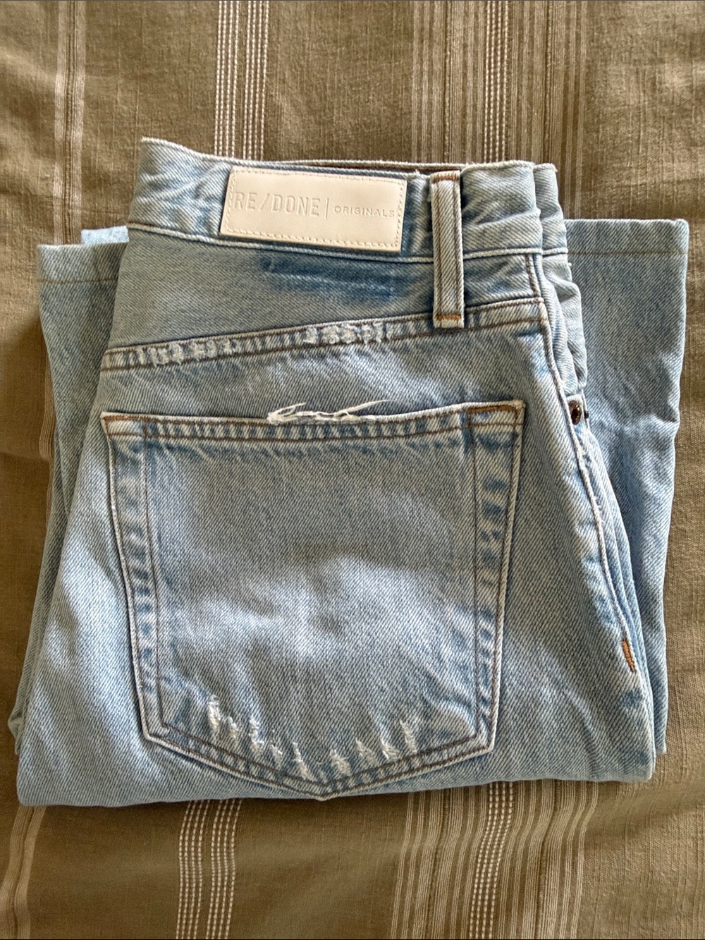 Re/Done Light Wash High Rise Straight Jeans